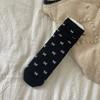Calcetines Blancos de Verano para Mujer Algodón Peinado Fino Estampado Completo Lazo Corea del Sur Ins Modernos Ballet Apilados