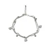 Pulsera de Doble Capa con Forma de Corazón Incrustada de Diamantes, Moda Coreana, Lujo Ligero, para Mujer, Diseño Exquisito, Simple, Versátil, Joyería al por Mayor