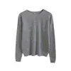 ¡Estilo básico y sencillo! Suéter tejido de punto de una sola pieza sin costuras, cuello redondo, manga larga para mujer, suéter suave y acogedor de cachemira para otoño e invierno