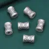 Accesorios de plata de ley 99% plata pura cuentas redondas tipo barril accesorios vintage 3D plata dura esmerilada material para abalorios DIY hecho a mano joyería