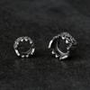 Joyería de plata pura S925, cuerda trenzada DIY, accesorios con cuentas de plata mate, máscara hueca, patrón de tótem, agujero grande, paso de carretera