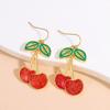 Pendientes de acrílico con forma de cereza personalizados europeos y americanos, elegantes y sencillos pendientes de resina con forma de cereza, a la moda para mujer