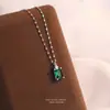 Plata de Ley S925 Collar de Esmeralda y Diamante para Mujer Lujo Accesible Diseño de Nicho Ins Lujo Accesible Cadena para Clavícula Colgante Dropshipping