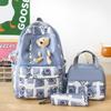 Mochila Escolar Nova de Grande Capacidade para Alunos do Ensino Fundamental e Médio, Mochila Urso Fofo, Lancheira, Conjunto de Três Peças, Mochila de Viagem, Transfronteiriça
