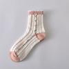 Calcetines de algodón de marca de la ciudad de Liaoyuan otoño e invierno calcetines rosas calcetines de media caña para mujer moda ins combinable estilo japonés coreano relieve tridimensional