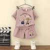 Traje de Verano para Niños Nuevo Camiseta de Manga Corta con Estampado de Dibujos Animados Lindo Niños y Niñas Ropa de Verano para Bebé Conjunto de Moda de Dos Piezas