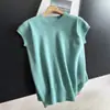2026 Suéter de Punto Vintage de Lana con Mangas Cortas para Reducir la Edad Camisa de Punto Blusa de Manga Corta para Mujer Venta al por Mayor H19FS21113