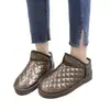 Botas de Neve Femininas para Exterior, Botas Curtas de Couro, Sapatos Femininos de Algodão, Sapatos de Pão Acolchoados de Veludo, Botas Curtas Quentes, Sapatos Femininos de Inverno