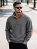 Colección Otoño/Invierno de comercio electrónico transfronterizo: Suéter casual de manga larga para hombre, talla europea, con cuello alto y estampado de cuadros pequeños, top de corte holgado