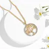 Moderna Versátil Europea y Americana para Viajes al Trabajo Collar Árbol de la Vida Colgante Lindo para Mujer Collar Dorado con Pedrería de Colores