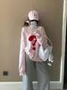 Sudadera de moda con estampado de signo de interrogación de personalidad, diseño asimétrico sin hombros para mujer, casual, holgada, a la moda, versátil, top fino