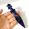 Adorno de Daga con Forma de Estrella de Amatista Rosa Natural, Decoración de Varita Mágica con Patrón Azul, Manualidades para Escritorio de Oficina en Casa