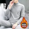 Conjunto térmico de cuello alto medio para hombre, colección de invierno 2026, conjunto de ropa interior térmica de forro polar cepillado por ambos lados
