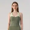 Top Deportivo Transfronterizo de Tirantes con Bloques de Color y Copas Fijas, Ropa de Yoga de Secado Rápido, Ropa Exterior de Fitness con Sensación de Segunda Piel, Camisola para Exteriores