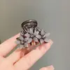 Pasador con Flor de Diamante, Pinza de Agarre de Alta Gama, Pequeño y Exquisito Clip de Tiburón, Pasador para Recogido Parcial en la Parte Posterior de la Cabeza, Sencillo Elegante
