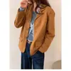 Blazer retrô francês estilo INS com design de abotoamento simples, bolsos duplos e uma paleta de cores Maillard, modelo 25355