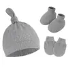 Novo Chapéu de Nó para Recém-Nascido Estilo Comércio Exterior com Proteção Facial Anti-Arranhões, Luvas, Coberturas para Pés e Tampa para Chupeta Chapéu de Bebê