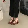 Primer Encuentro Jifa Retro Francés Punta Cuadrada Corte Bajo Zapatos de Salón para Mujer Zapatos 2026 Nuevo Otoño Combinar con Faldas Zapatos Mary Jane