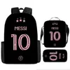Mochila Deportiva de Tres Piezas Ronaldo Estrella de Fútbol Transfronteriza Bolsa para Comida Bolsa para Lápices Estudiantes de Primaria y Secundaria Mochila Casual Reductora de Carga
