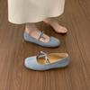 Sapatilhas de Ballet Retro de Camurça com Laço para Mulheres, Versátil e Não Cansativo, Sapatos de Noite Amarelos de Solado Macio para o Dia a Dia