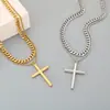 Nuevo Collar de Acero Inoxidable con Cruz y Cadenas Superpuestas para Hombre de Hao Yi, Joyería Minimalista para Personas Modernas