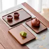Bandeja de madera de nogal al por mayor en stock, suministros simples de madera maciza para hotel, bandeja de té, soporte para olla de una sola capa, rectangular, estilo japonés, para uso doméstico