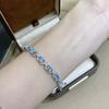 Pulsera de Plata de Ley S925 Chapada en Platino con Piedra Lunar Azul Transfronteriza Europea y Americana, Moderna y Versátil, Joyería Ajustable con un Toque de Lujo