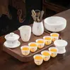 2026 Nuevo Modelo Porcelana de Jade Grasa de Oveja Juego de Té Kung Fu para Uso Doméstico, Incluye Gaiwan, Taza de Té y Mesa de Té, Juego de Tres Piezas