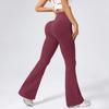 Calça Flare de Yoga Transfronteiriça para Mulheres, Cintura Alta, Levanta Bumbum, Calça Fitness Flare Canelada, Calça Esportiva Longa Bumbum de Pêssego, Calça Wide Leg