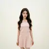 Chenchenchen-Caro Top de Tricô Sophia com Gola Boneca, Colete sem Mangas, Conjunto de Saia Curta Plissada Feminina