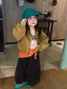 Ropa Infantil Weiniguo~2026 Otoño Nueva Ropa Infantil Estilo Coreano Ropa Infantil Chaqueta de Gamuza con Cuello Alto para Niñas Abrigo de Otoño