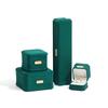 Joyero octogonal de alta gama con etiqueta dorada de cuero sintético, caja para anillos, pendientes y colgantes. Joyero de doble propósito.