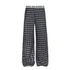 Pantalones Casuales de Pierna Ancha a Cuadros Bloque de Color Retro Americano para Hombres y Mujeres, Versátiles para Todas las Estaciones, Holgados, Adelgazantes, Pierna Recta, Sentido del Diseño, Pantalones Largos