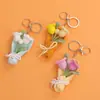 Chaveiro de Crochê Estilo Coreano Novo Florido de 26 Anos Pingente de Sino Duplo Flor de Campainha Cor Degradê Lírio do Vale Charme de Bolsa