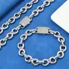 Colar Masculino Rosa com Zircônia Rosa Cruzado Europeu e Americano Hip-Hop Personalizado Corrente de Infinito em Forma de 8 Versátil Pulseira Masculina de Alta Qualidade