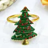 Anillos de servilleta navideños de moda transfronterizos de comercio exterior europeos y americanos, anillos de servilleta de árbol de Navidad con pedrería, fabricante de clips para servilletas de árbol de Navidad