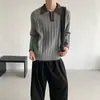 Suéter de patchwork retro con solapa, colores de otoño e invierno en bloques de color, disponible para dropshipping, estilos para hombre y mujer, nueva colección 2026, cuello polo