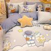 Ins Simple Rosa Cuadrícula Grande Lindo Dibujo Animado Niña Llorando Niña Pequeña Cama Sábanas Funda Nórdica Dormitorio Estudiante Juego de Tres o Cuatro Piezas