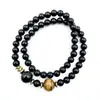 Pulseira Duplo Círculo de Obsidiana Natural com Pedra Olho de Tigre, um Presente para Homens e Mulheres, Pulseira de Joias de Cristal da Moda com Contas