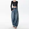 Jeans Azules Vintage de Pierna Ancha para Mujer, Tendencia Otoño/Invierno 2025 Nuevo Estilo, Ajuste Holgado Adelgazante, Pantalones Versátiles de Pierna Recta Scimitar