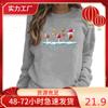 Sudadera para Mujer de Comercio Exterior 2025 Patrón de Estampado de Letras de Halloween Navidad Top de Cuello Redondo