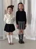 WC263 Calcetines Nuevos de Otoño para Niñas, Color Vintage, Estilo Coreano, Encaje con Múltiples Nudos, Calcetines de Media Pantorrilla para Niños