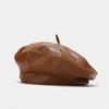 Boina Tide Gorro de Cuero PU Sombrero Octogonal ins Otoño e Invierno Sombrero de Pintor Retro Británico Sombrero de Calabaza de Estudiante Mujer