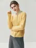 Cardigan de Cachemira para Mujer Estilo Coreano Suave Otoño e Invierno Cuello de Aguja de Lingote para Mujer Chaqueta Tejida de Diamantes Color Puro Mangas Largas
