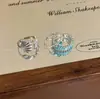 Anillo de Concha Estilo Coreano Fresco y Limpio Diamante Azul Brillante Ins Lujo Ligero Personalidad Versátil Banda de Anillo Abierta Ajustable para el Dedo Índice