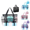 Feihong Bolsa de Praia de Rede Transfronteiriça Grande Capacidade Bolsa Tote de Ombro de Viagem para Praia com Zíper e Múltiplos Bolsos Bolsa de Praia