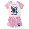 2023 Crianças Verão Novo Terno Meninos e Meninas Bebê Calças Quentes Manga Curta Camiseta Shorts Casual Esportes Conjunto Infantil de Duas Peças