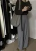 Pantalones casuales de punto de tiro alto con cordón, cómodos y versátiles para el día a día, nueva colección otoño/invierno 2026, pantalones largos holgados de pierna ancha para mujer