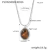 Colar Corrente Clavícula Versátil Retrô Pingente Design Geométrico Contas de Concha Pedra Olho de Tigre Personalidade Luxo Leve Europeu e Americano Aço Titânio Atacado