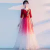 Vestido de Performance para Coro Feminino, Novo Vestido Longo para Apresentação e Competição de Recitação Red-Song, Traje de Palco para Meia-Idade e Idosos, Vestido de Noite